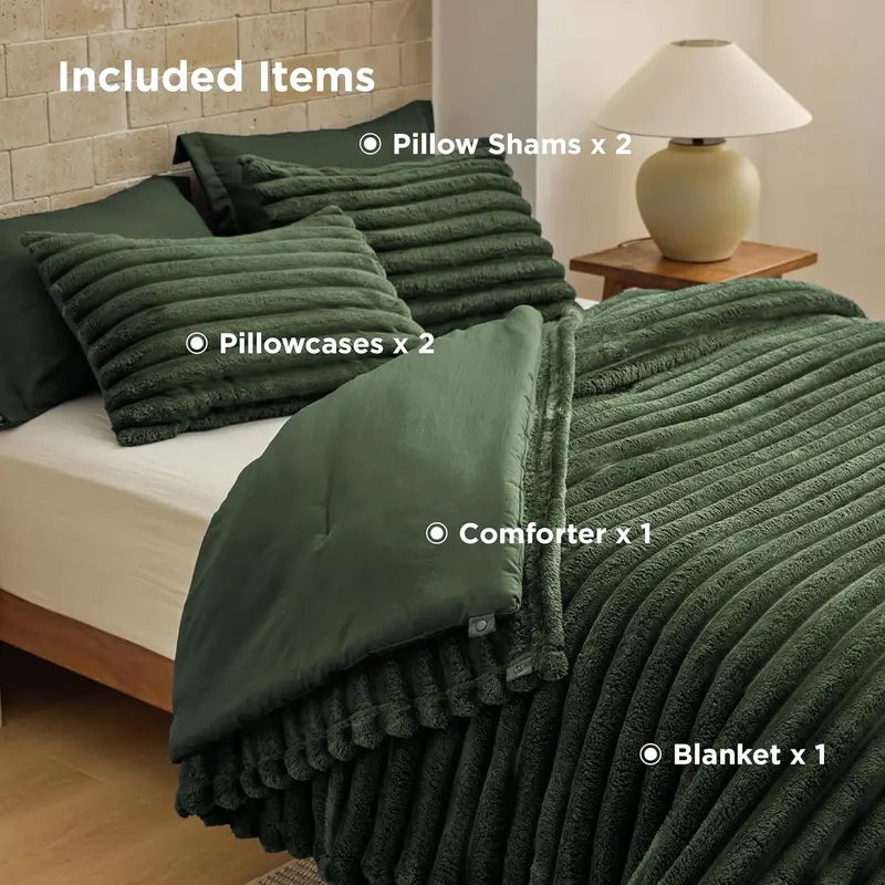 6‑Piece 2‑in‑1 All‑Season Comforter Set with Detachable Fluffy Blanket