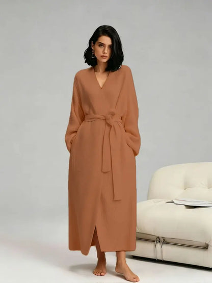 Women's Double‑Sided Fleece Robe｜Thick Plush Warm Flannel Loungewear
