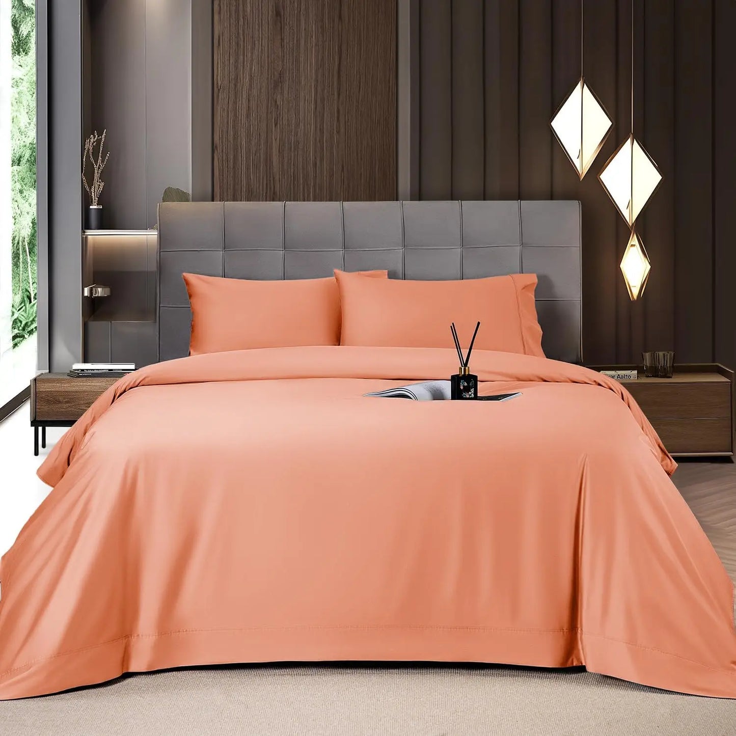Cooling Bamboo Sheet Set 4/6 Pc, 16'' Deep Pocket Silky Soft Breathable Bedding