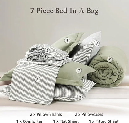 Modern Farmhouse 7-Piece Microfiber Comforter Bed Set
