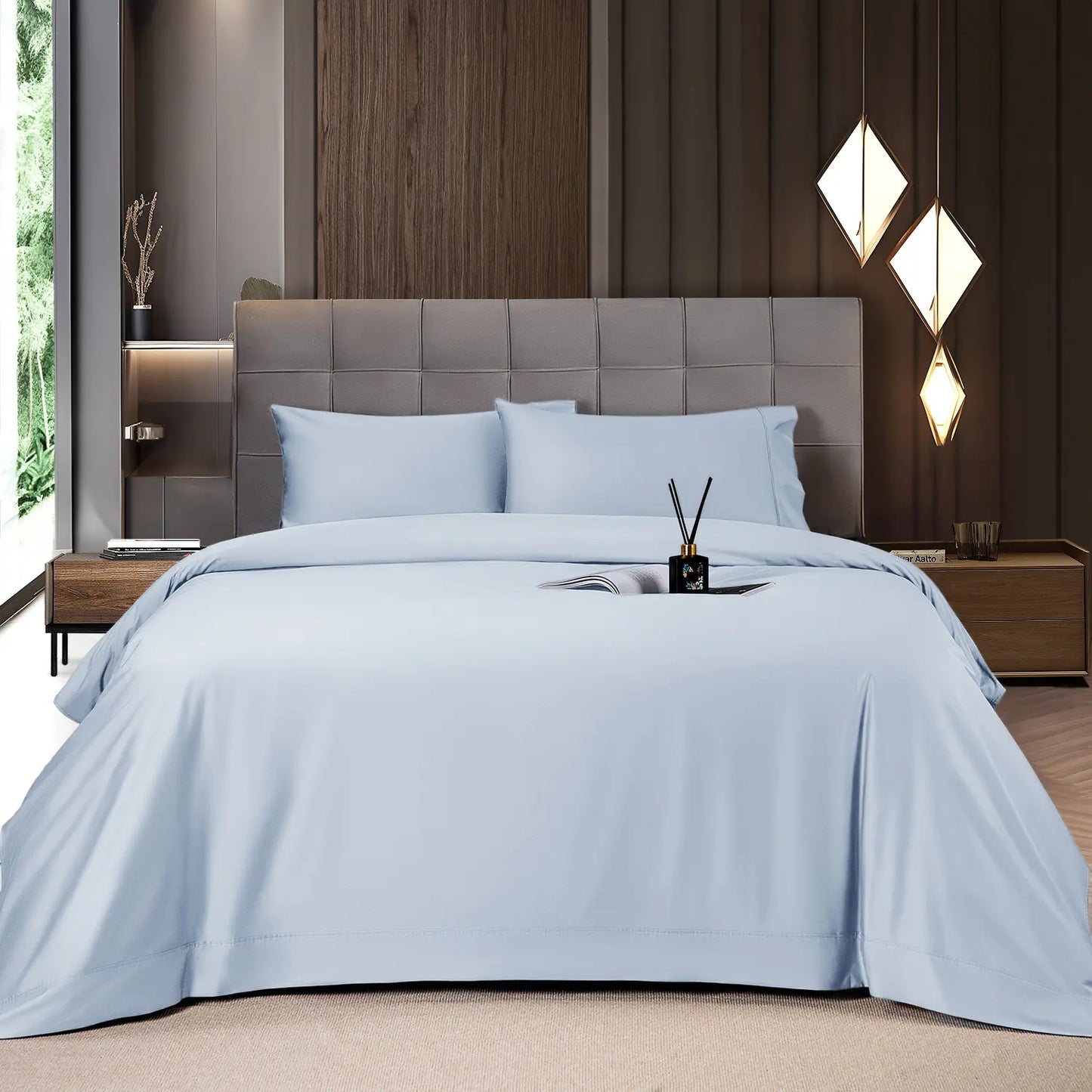 Cooling Bamboo Sheet Set 4/6 Pc, 16'' Deep Pocket Silky Soft Breathable Bedding