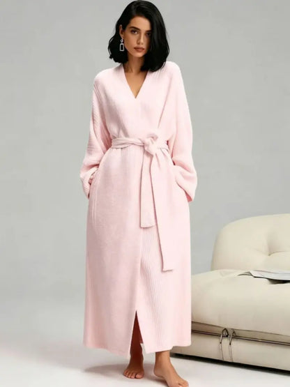 Women's Double‑Sided Fleece Robe｜Thick Plush Warm Flannel Loungewear