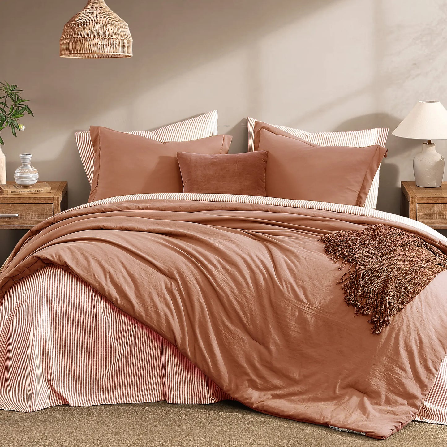 Modern Farmhouse 7-Piece Microfiber Comforter Bed Set