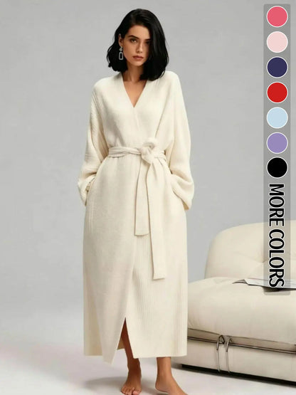 Women's Double‑Sided Fleece Robe｜Thick Plush Warm Flannel Loungewear
