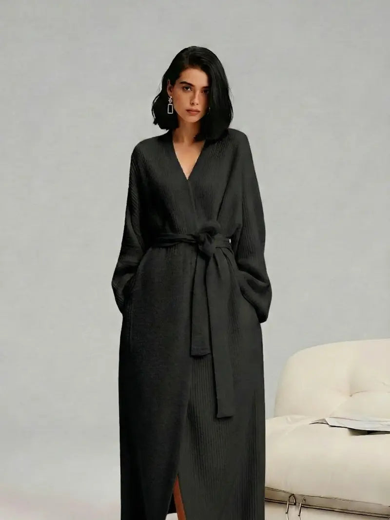 Women's Double‑Sided Fleece Robe｜Thick Plush Warm Flannel Loungewear