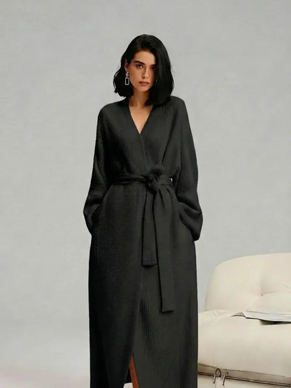 Women's Double‑Sided Fleece Robe｜Thick Plush Warm Flannel Loungewear