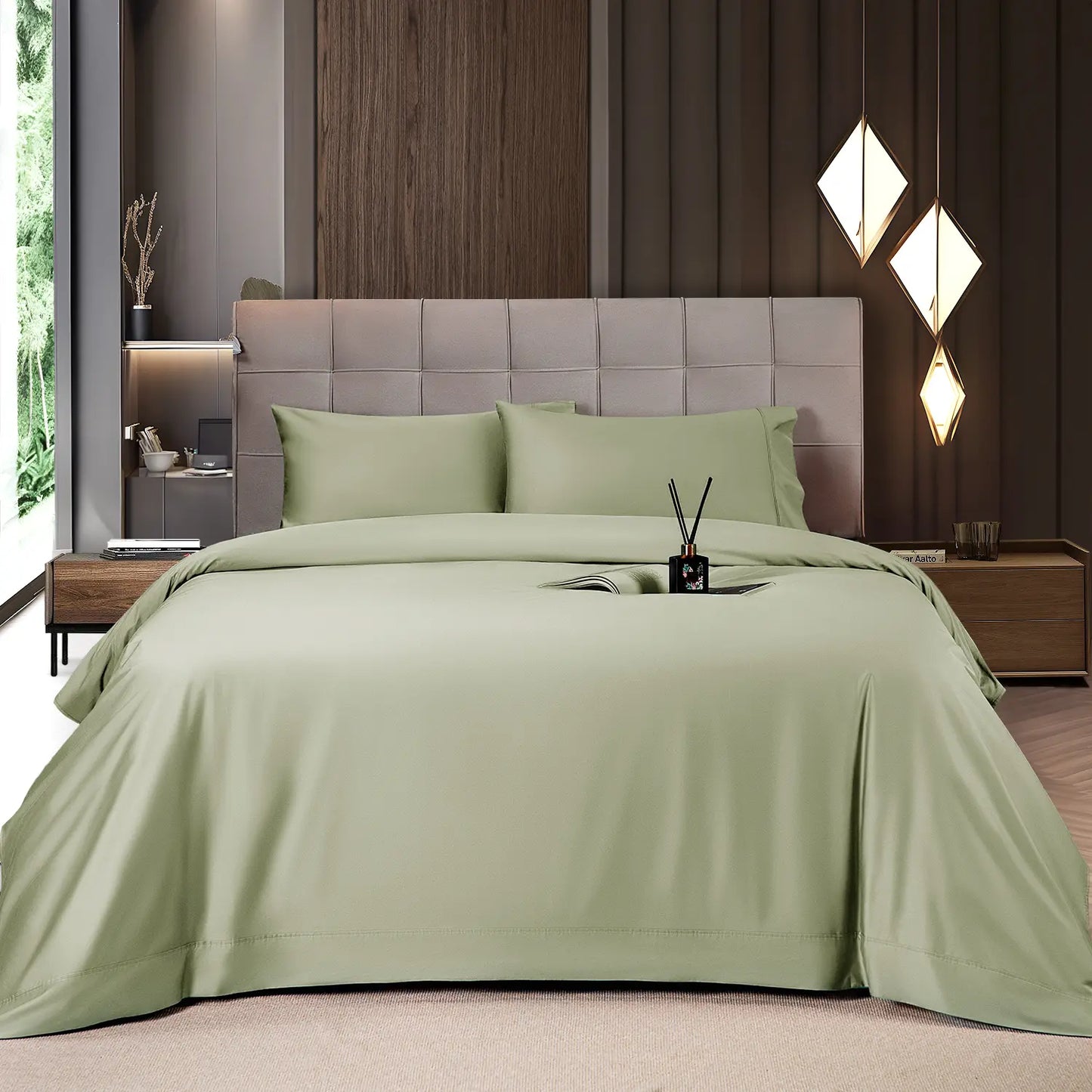 Cooling Bamboo Sheet Set 4/6 Pc, 16'' Deep Pocket Silky Soft Breathable Bedding