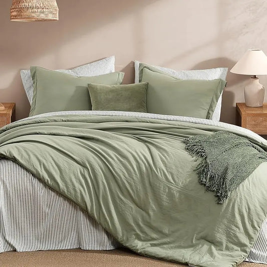 Modern Farmhouse 7-Piece Microfiber Comforter Bed Set