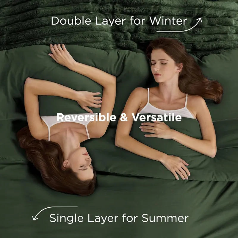 6‑Piece 2‑in‑1 All‑Season Comforter Set with Detachable Fluffy Blanket