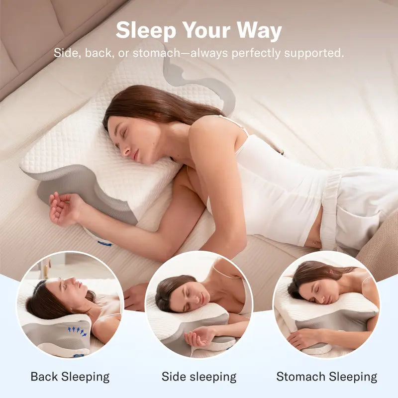 Ergonomic Memory Foam Cervical Pillow, Orthopedic Pillow for All‑Sleep Positions