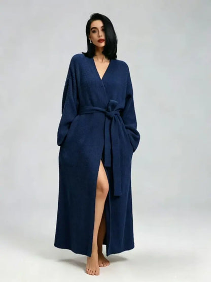 Women's Double‑Sided Fleece Robe｜Thick Plush Warm Flannel Loungewear