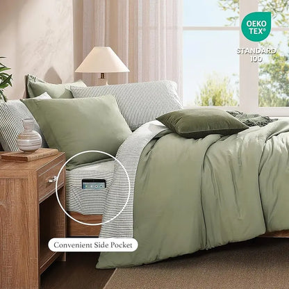 Modern Farmhouse 7-Piece Microfiber Comforter Bed Set