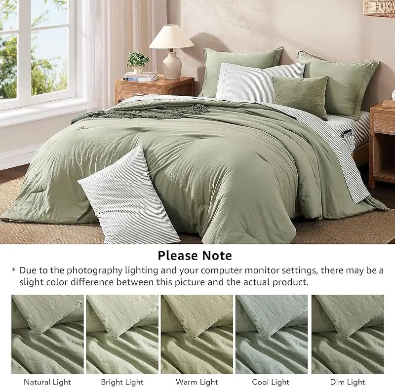 Modern Farmhouse 7-Piece Microfiber Comforter Bed Set
