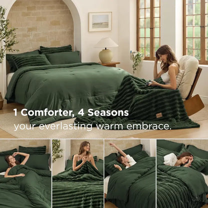 6‑Piece 2‑in‑1 All‑Season Comforter Set with Detachable Fluffy Blanket
